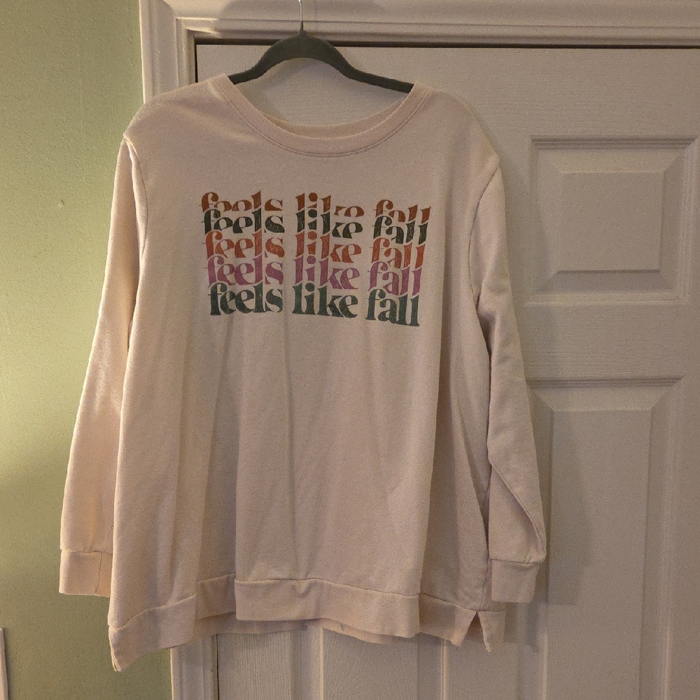 Lane Bryant Cream Top with Multicolor Fall Print